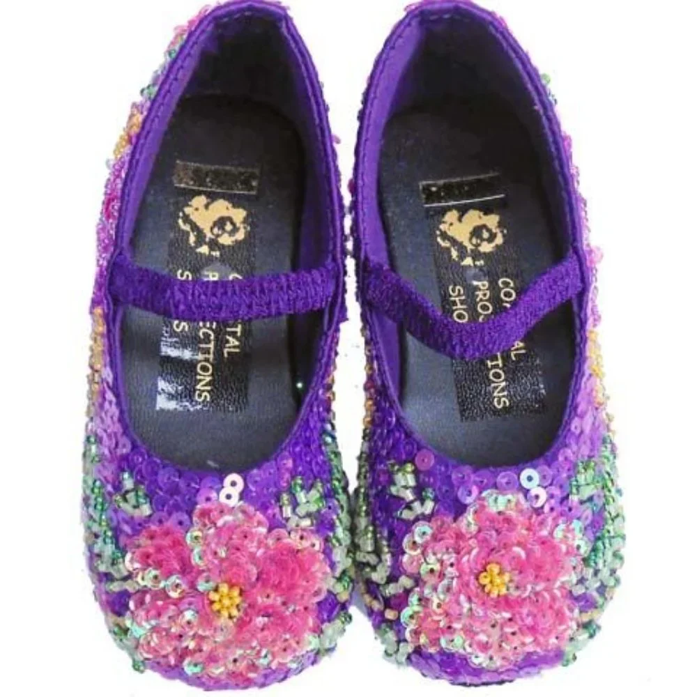 0 1 5 7 NEW Coastal Projections Purple Pink beaded Infant &‎ Toddler Girls Shoes